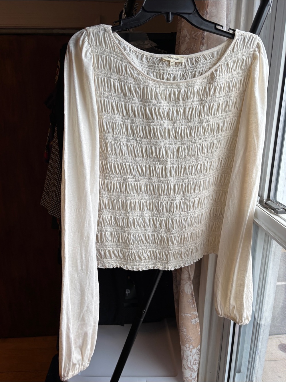 EUC Madewell Smocked Boatneck Top | Vintage Ivory, 100% Cotton, Women’s Plus XXL